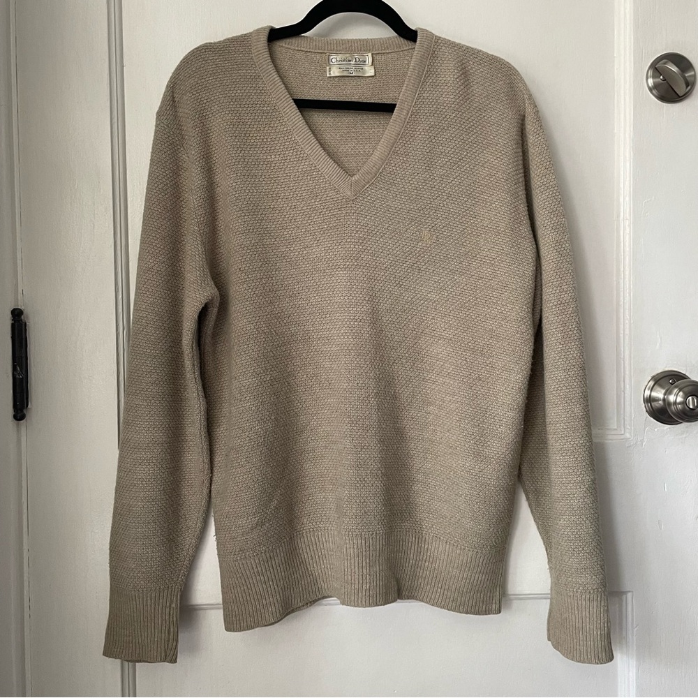 Christian Dior Men's Light Tan Crewneck Sweater